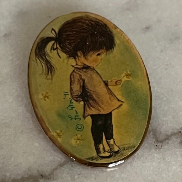 Vintage 1971 Fram Mar Moppets Brooch - Signed - Picture 1 of 3